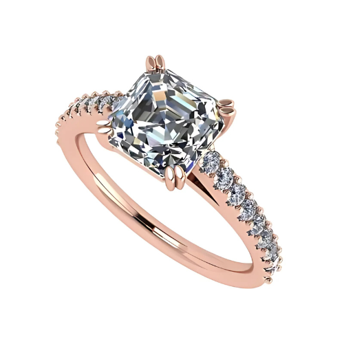 Nana Jewels Asscher Cut Cathedral Solitaire Engagement Ring 7Mm (2Ct) Pure Brilliance Zirconia - Sterling Silver, 10K Or 14K Gold