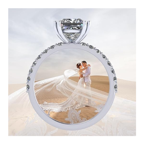 NANA Jewels 1.5-3CT Platinum Plated Sterling Silver Rings CZ Cubic Zirconia Princess Cut Engagement Rings | 10K 14K Solid Gold