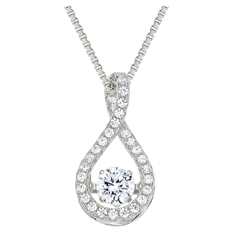 Twisted Pear Dancing Gemstone Necklace 925 sterling silver.