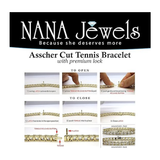 Nana Jewels Pure Brilliance Zirconia Asscher Cut Tennis Bracelet, 7" Or 8" In Gold Plated Sterling Silver, 13.00Ctw-53.00Ctw
