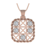 Central Diamond Center Solid Sterling Silver Tic Tac Toe Necklace made with Pure Brilliance Zirconia