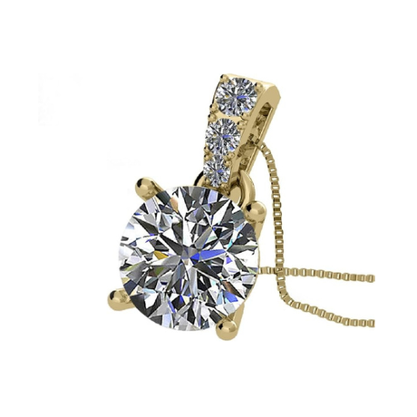 2 Carat Total Weight Moissanite Stud Earrings 14k Gold Post-Matching Solitaire Pendant in Sterling Silver