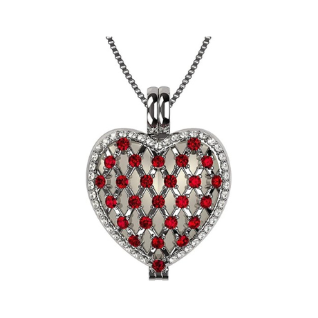 Central Diamond Center Heart of Hearts Birthstone Locket Necklace Pendant in Sterling Silver & Mother of Pearl
