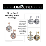 Central Diamond Center Circle Swirl Dancing Gemstone Dangle Earrings or Necklace in Sterling Silver w/Pure Brilliance Zirconia