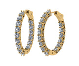 Zsa Zsa Oval Hoop Earrings Solid 925 Sterling Silver w/ Pure Brilliance Zirconia, Simulated Diamond Hoops