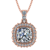 NANA Jewels Cushion Cut Halo CZ Simulated Diamond Solitaire Necklace Sterling Silver 8mm Zirconia Center Gemstone