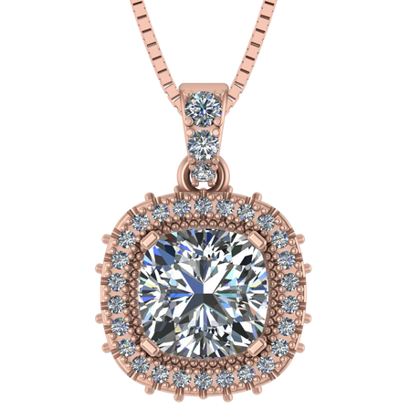 NANA Jewels Cushion Cut Halo CZ Simulated Diamond Solitaire Necklace Sterling Silver 8mm Zirconia Center Gemstone