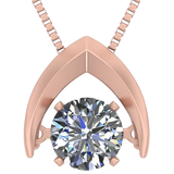 Central Diamond Center Omega Dancing Gemstone Necklace for Women in 925 Sterling Silver & Pure Brilliance Zirconia CZ