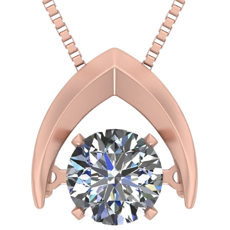 Central Diamond Center Omega Dancing Gemstone Necklace for Women in 925 Sterling Silver & Pure Brilliance Zirconia CZ
