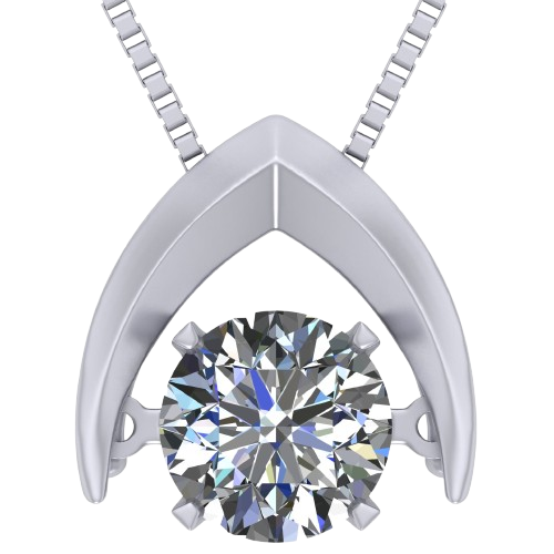Central Diamond Center Omega Dancing Gemstone Necklace for Women in 925 Sterling Silver & Pure Brilliance Zirconia CZ