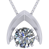 Central Diamond Center Omega Dancing Gemstone Necklace for Women in 925 Sterling Silver & Pure Brilliance Zirconia CZ