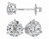 14K Gold Post & Sterling Silver Pure Brilliance Zirconia 3 Prong Martini Style Stud Earrings 1.0ct to 4ct