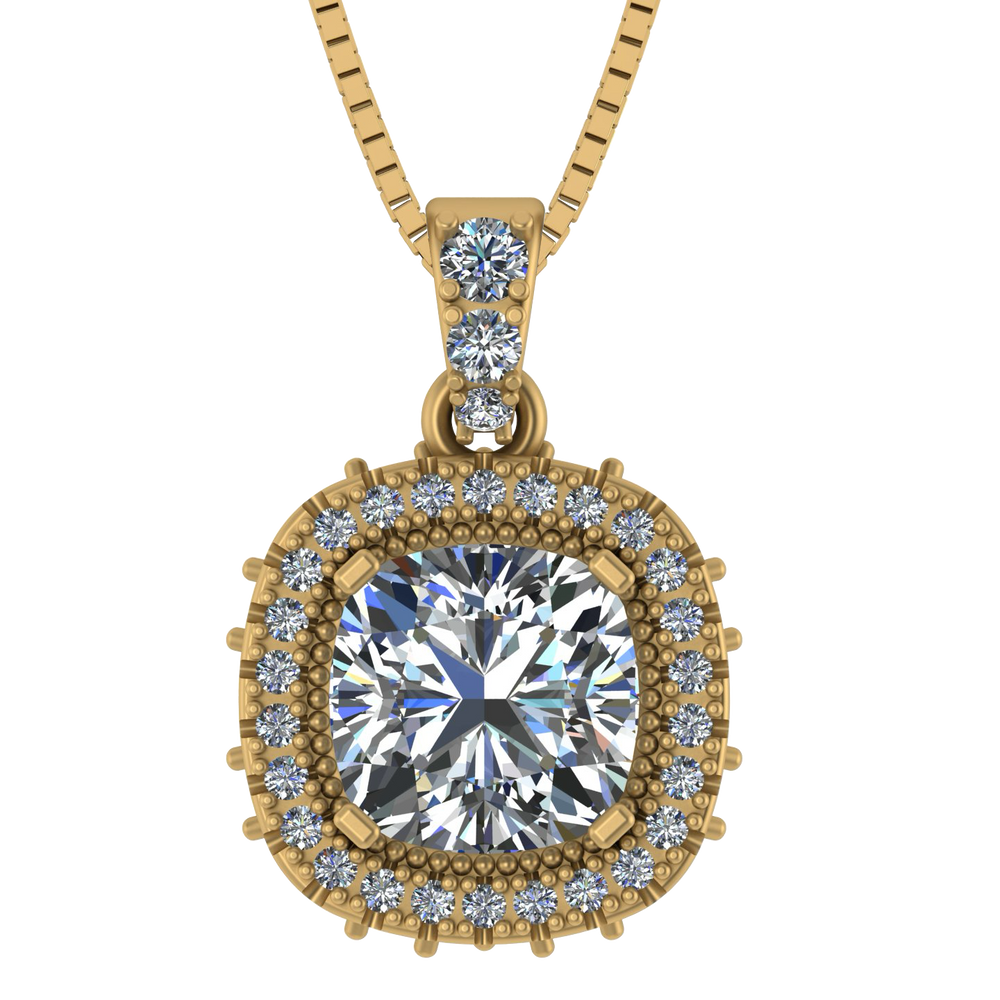NANA Jewels Cushion Cut Halo CZ Simulated Diamond Solitaire Necklace Sterling Silver 8mm Zirconia Center Gemstone