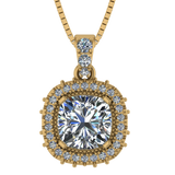 NANA Jewels Cushion Cut Halo CZ Simulated Diamond Solitaire Necklace Sterling Silver 8mm Zirconia Center Gemstone