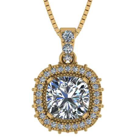 NANA Jewels Cushion Cut Halo CZ Simulated Diamond Solitaire Necklace Sterling Silver 8mm Zirconia Center Gemstone