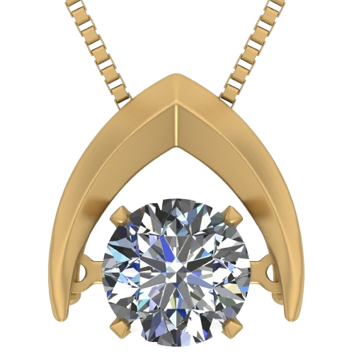 Central Diamond Center Omega Dancing Gemstone Necklace for Women in 925 Sterling Silver & Pure Brilliance Zirconia CZ