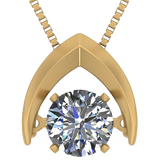Central Diamond Center Omega Dancing Gemstone Necklace for Women in 925 Sterling Silver & Pure Brilliance Zirconia CZ
