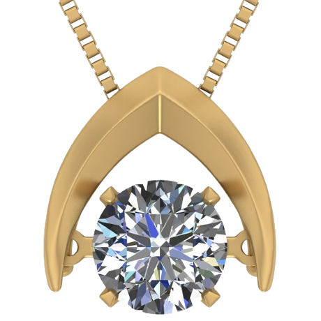 Central Diamond Center Omega Dancing Gemstone Necklace for Women in 925 Sterling Silver & Pure Brilliance Zirconia CZ