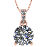 3 Prong Round Solitaire Simulated Diamond Necklace in Solid Sterling Silver with Pure Brilliance Zirconia