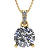 3 Prong Round Solitaire Simulated Diamond Necklace in Solid Sterling Silver with Pure Brilliance Zirconia