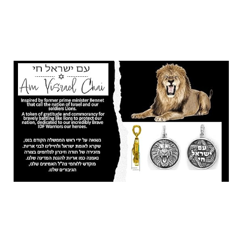 Central Diamond Center Star of David Am Israel Chai-Choice Lion or Shema Israel Preyer Necklace/Pendant