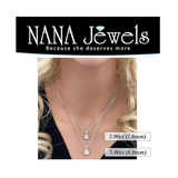 NANA Jewels Cushion Cut CZ Simulated Diamond Solitaire Necklace Sterling Silver 7-8mm Cubic Zirconia, 2.00ct & 3.00ct