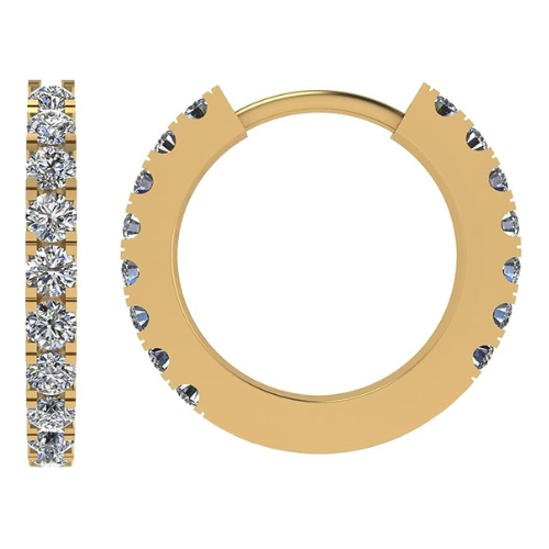 Round Huggie Hoop Earrings Pure Brilliance Zirconia in Solid 925 Sterling Silver For Women, Men, & Teens