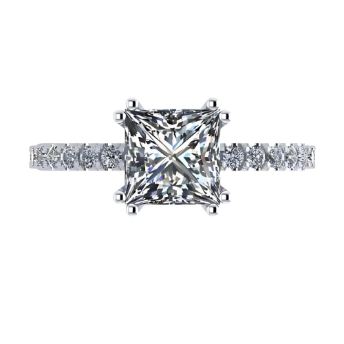 NANA Jewels 1.5-3CT Platinum Plated Sterling Silver Rings CZ Cubic Zirconia Princess Cut Engagement Rings | 10K 14K Solid Gold