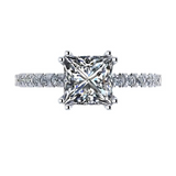 NANA Jewels 1.5-3CT Platinum Plated Sterling Silver Rings CZ Cubic Zirconia Princess Cut Engagement Rings | 10K 14K Solid Gold