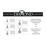 4 Prong Round Solitaire Simulated Diamond Necklace in Solid Sterling Silver with Pure Brilliance Zirconia