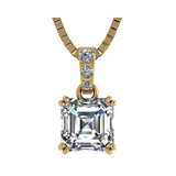 Nana Jewels Asscher Cut Simulate Diamond Solitaire Necklace With 22" Adjustable Box Chain- 7Mm(2Ct) Or 8Mm(3Ct) Look