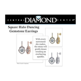 Square Halo Dancing Gemstone Matching Earrings & Necklace 925 Sterling Silver & Pure Brilliance Zirconia