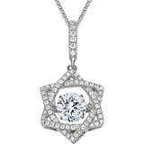 Star of David Dancing Gemstone Necklace in 925 Sterling Silver w/ Pure Brilliance Zirconia CZ