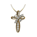 Central Diamond Center Family Cross CZ Birthstone Mothers Necklace w/ 1 to 11 Simulated Birthstones in Solid 925 Sterling Silver