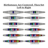 Central Diamond Center Oval Rope Mothers Birthstone Ring w/ 1 to 12 Simulated Gemstones in Sterling Silver, 10K, or 14K Gold For Women