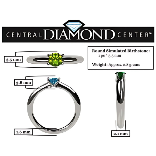 Central Diamond Center Customizable Lucita Solitaire Birthstone Ring Set In 925 Sterling Silver W/Simulated Birthstone