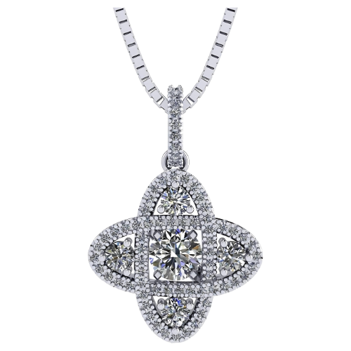 4 Points Dancing Gemstone Pendant Necklace sterling silver.