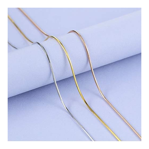 Central Diamond Center Sterling Silver 1.00mm Square Snake Chain, Made in Italy, White/Yellow/Rose Gold Plated