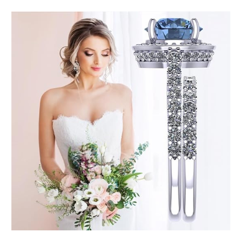 NANA Jewels Sterling Silver Round Cut Wedding Set Engagement Rings for Women - Choose Simulated Morganite, Citrine, Aquamarine & More