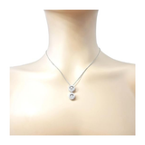 Central Diamond Center Round Double Halo Dancing Gemstone Necklace for Women in 925 Silver & Pure Brilliance Zirconia