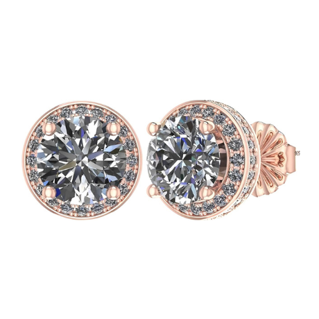 Round Halo Birthstone Stud Earrings 6.5mm Sterling Silver Pure Brilliance Zirconia & Simulated Gemstones