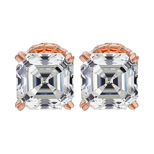 Nana Jewels Sterling Silver Asscher-Cut Pure Brilliance Zirconia Stud Earrings,(0.75 to 4 Cttw) Hypoallergenic