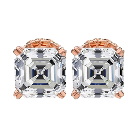 Nana Jewels Sterling Silver Asscher-Cut Pure Brilliance Zirconia Stud Earrings,(0.75 to 4 Cttw) Hypoallergenic