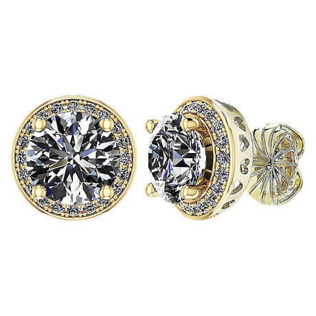 Round Halo Simulated Diamond Stud Earrings, 925 Sterling Silver & Hypoallergenic Post 2.50-3.00ctw CZ
