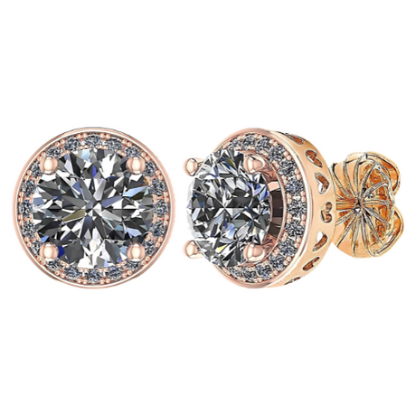 Round Halo Stud Earrings 0.85cttw-4.50cttw in Sterling Silver w/Pure Brilliance Zirconia, Hypoallergenic