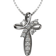 Family Cross Birthstone Mothers Necklace with 5 simulated stones.