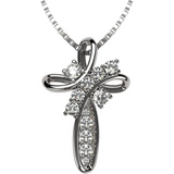 Family Cross Birthstone Mothers Necklace with 5 simulated stones.