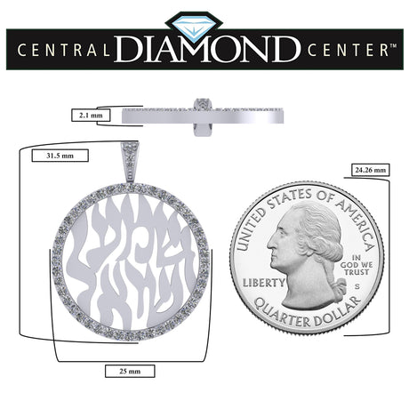 Central Diamond Center Shema Israel Partial Hebrew Prayer Pendant Necklace in Sterling Silver w/ Pure Brilliance Zirconia CZ