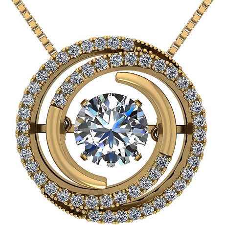 Central Diamond Center Circle Swirl Dancing Gemstone Dangle Earrings or Necklace in Sterling Silver w/Pure Brilliance Zirconia