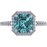 NANA Jewels Sterling Silver Asscher Cut Engagement Rings for Women - Choose Simulated Morganite, Citrine, Aquamarine & More